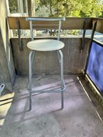 Bar stool metal silver white seat good condition