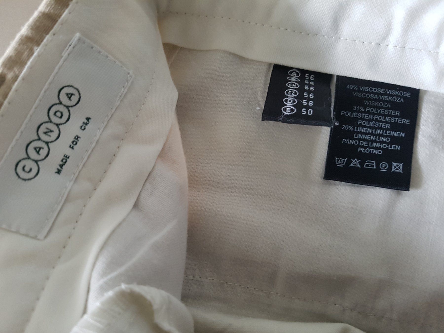 C&A Pantaloni: Letzte Gelegenheit / leichte Sommerhose Gr. 56 beige 52 54 – Usato da Riehen venduto da robs2026 3