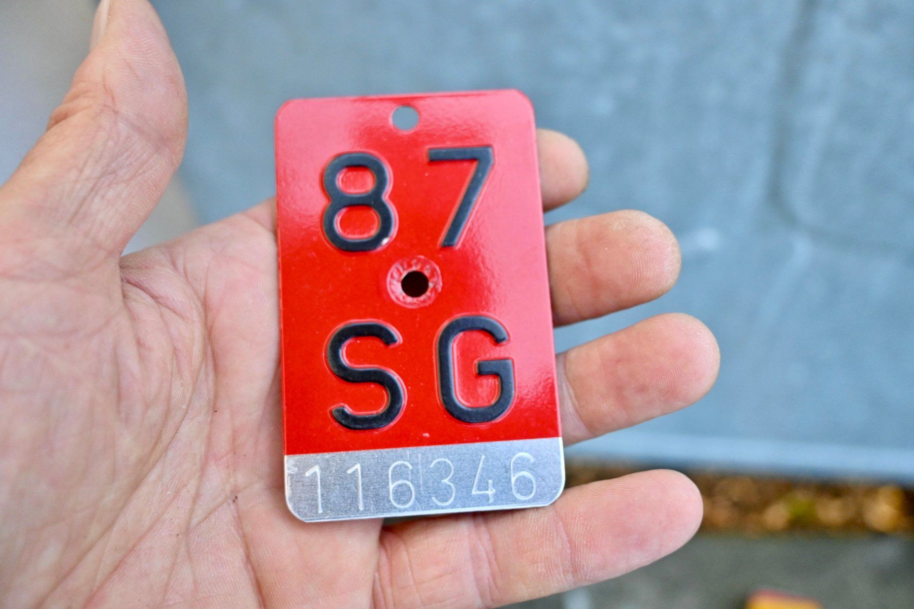 Schilder: Velonummer SG von 1987 - ST. Gallen - AR 87 – Gebraucht aus Pfaffhausen von mono_rec 4
