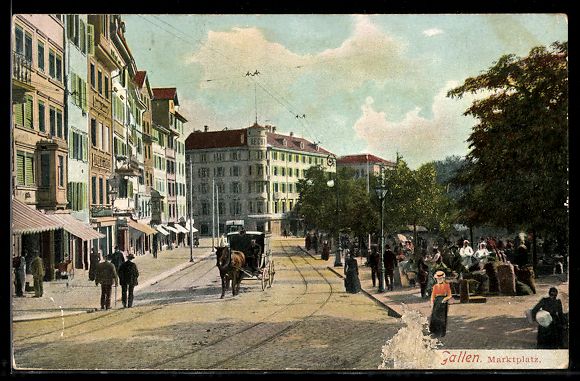 Cartoline postali: AK St. Gallen, Marktplatz – Usato da Berlin venduto da bartko-reher