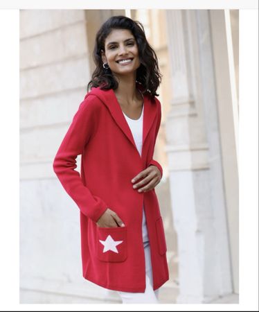 Gilet à capuche rouge motifs étoiles dos imprimé neuf