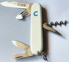 Victorinox-Sackmesser, weiss, Cler Bank-Werbung drauf,6 Kl. 