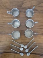 Tasses et cuillères en étain PELTRO 95%, vintage !