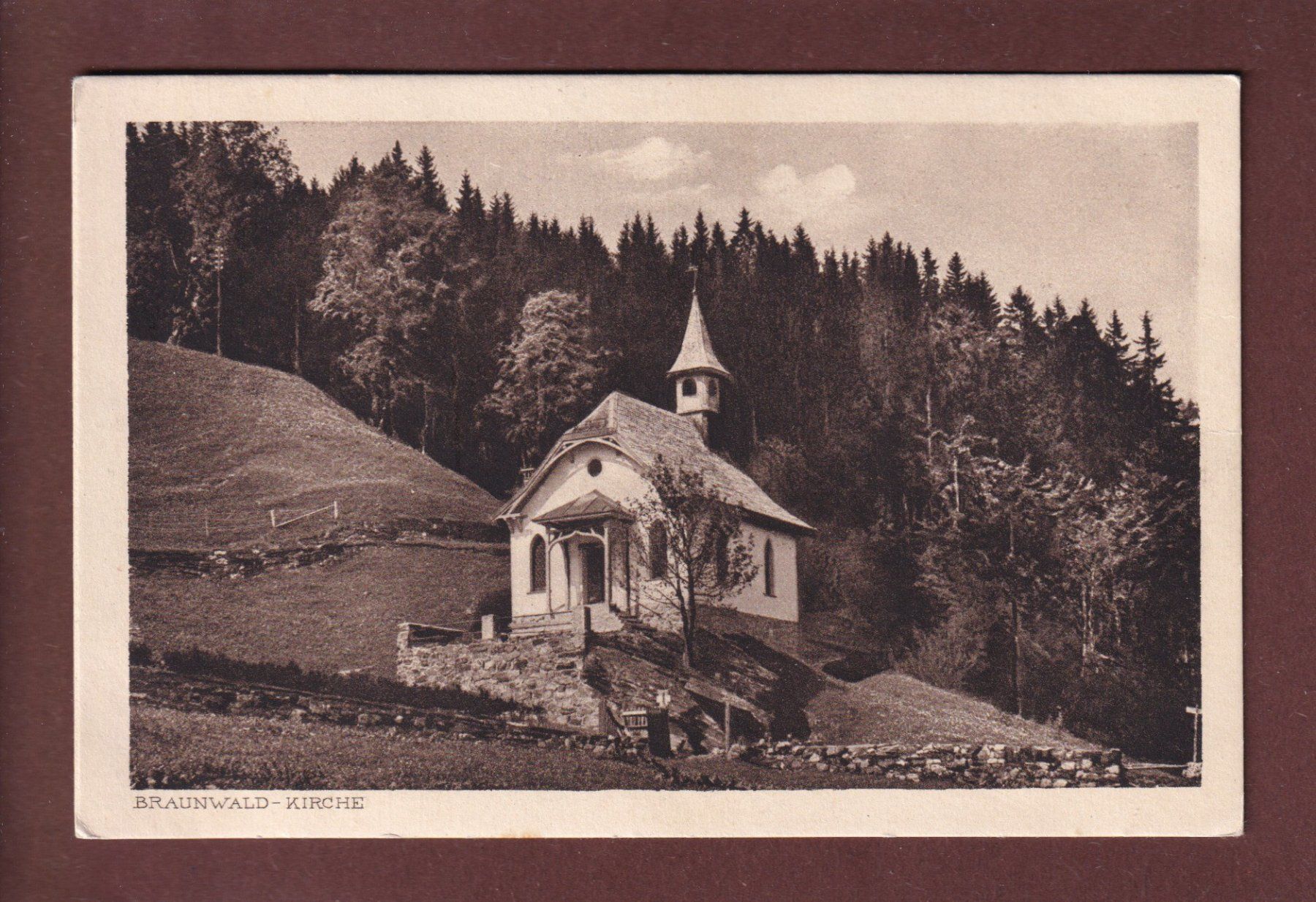 Cartoline postali: BRAUNWALD - Kirche - 1919 – Usato da Pully venduto da nicecards