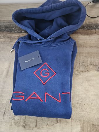 Hoodie GANT crisp blue in S mit Logoschrift! Hoher NP!