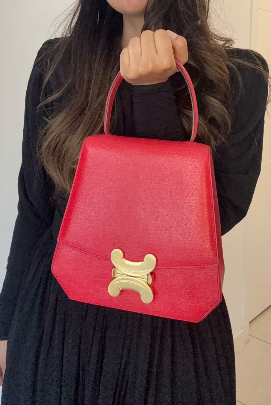 Celine Borse da donna: Sac Céline triomphe vintage rouge, cuir véritable – Usato da Jussy venduto da VanderVault 9