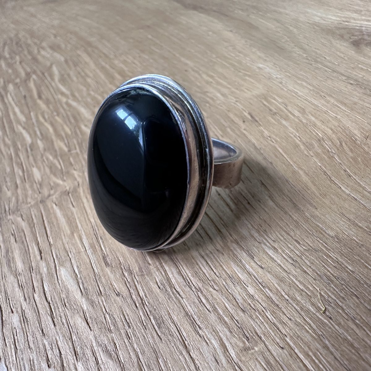Anelli: Grosser Ring silber Stein Onyx – Usato da Sax venduto da kaulquappe01