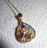 Echtschmuck: Edelstein-Silberhalskette 925er, vergoldet