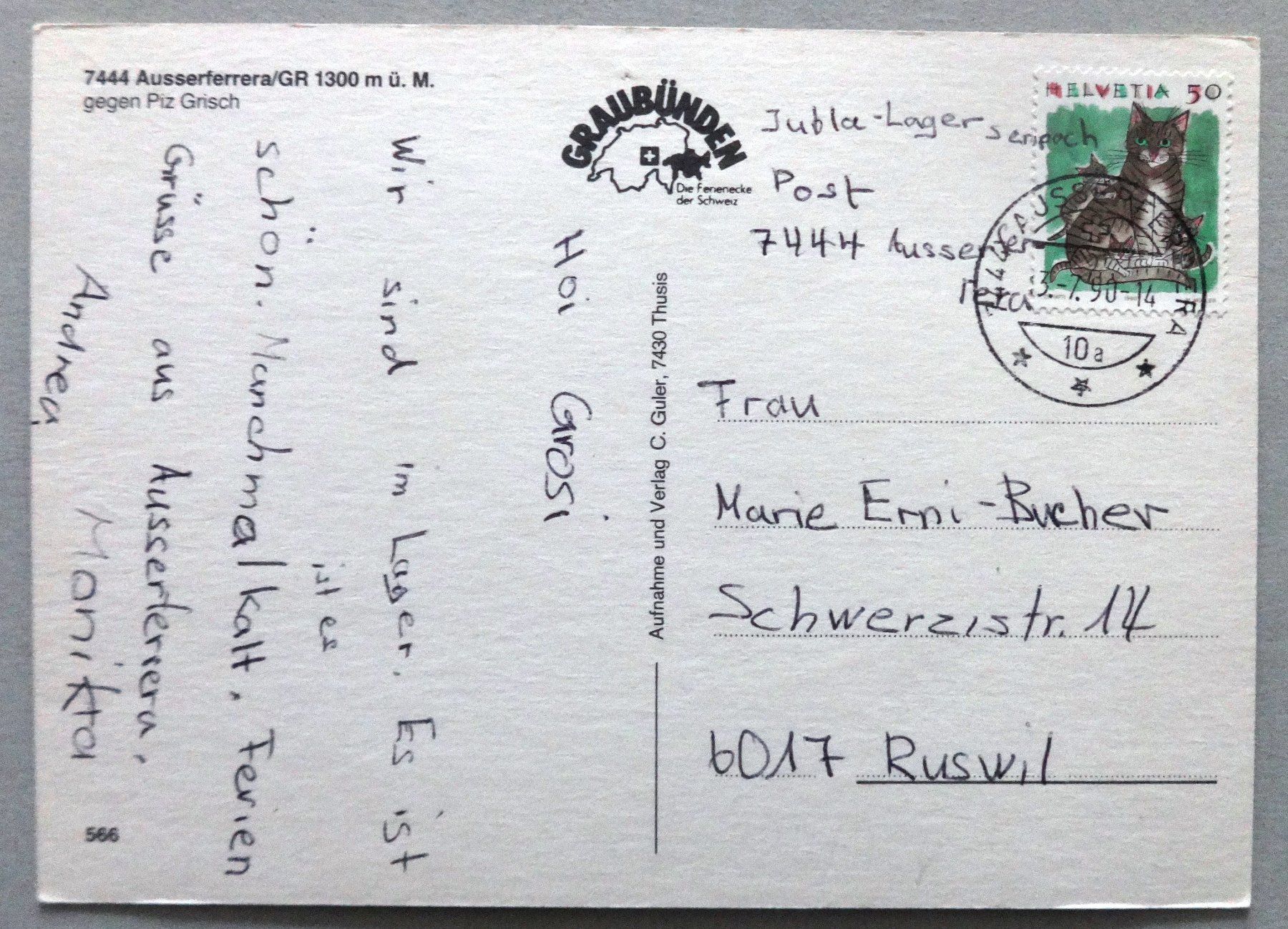 Cartoline postali: Ausserferrera/GR 1300 m ü.M. – Usato da Fétigny venduto da Billy2miny 1
