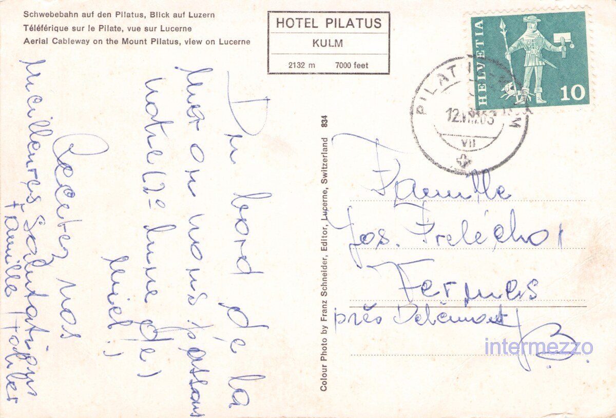Cartoline postali: Pilatus LU // 1963 Seilbahn // Bergbahn Luftseilbahn – Usato da Basel venduto da intermezzo12 1