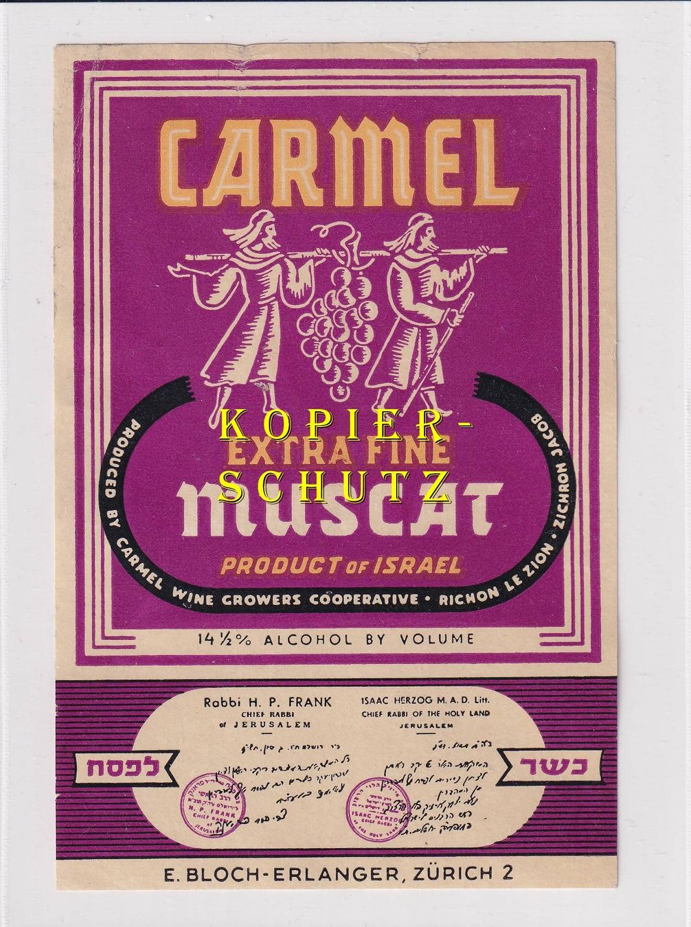 Papiere: Etikette - Carmel Muscat Extra Fine /bd – Gebraucht aus Hombrechtikon von Rudolf07