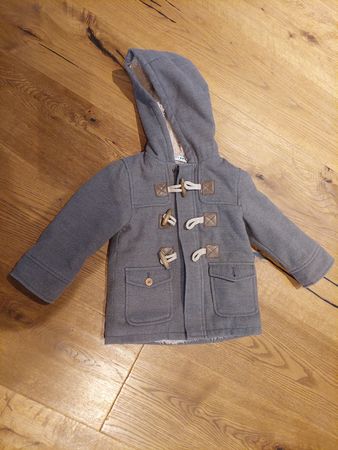 Wintermantel Babies, Grau mit Kapuze, Grösse 80