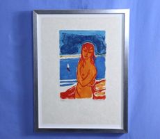Walter Wrubel 1921-1997, Holzschnitt, mit Ölfarbe eingefärbt