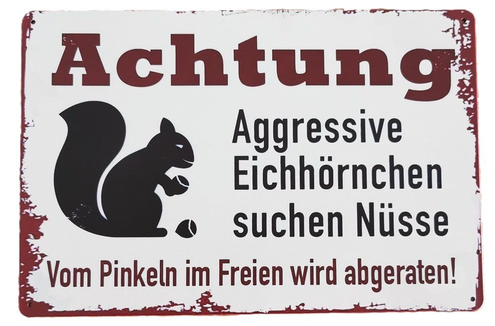 Insegne: AGGRESSIVE EICHHÖRNCHEN - Blechschild  (neu/OVP) – Nuovo e nell'imballaggio originale da Wilen b. Wollerau venduto da morethanmusic