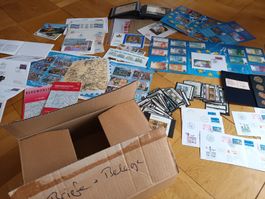 Sammlung von div. Belegen,Münzen, Flugpost,Telefonkarten etc