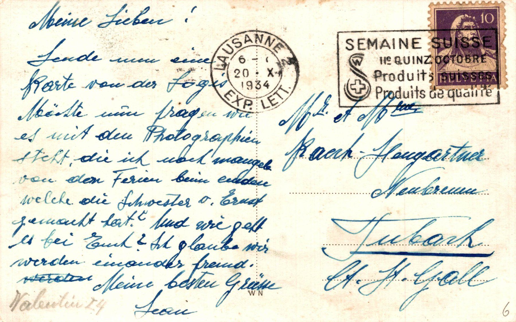 Cartes postales: Lausanne. Rue du Valentin – D'occasion à Bronschhofen par Astore 1