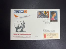 SAA Erstflugbrief Zürich-Johannesburg ab Liechtenstein 1985