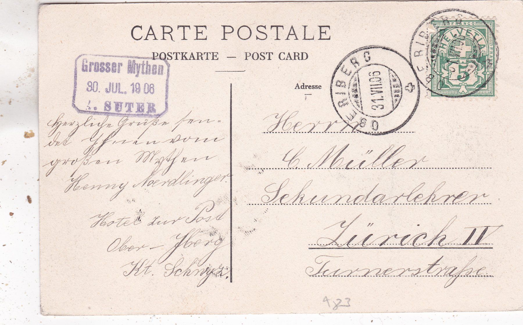 Cartes postales: Mytenhaus 1906 – D'occasion à Herisau par Lisegrat2008 1