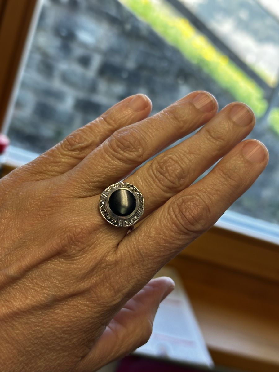 Onyx Anelli: Silberring mit Onyx – Usato da Donat venduto da troja007 1