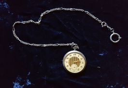 Antike CYMA Le Locle Silber Taschenuhr mit Kette 15 Jewels