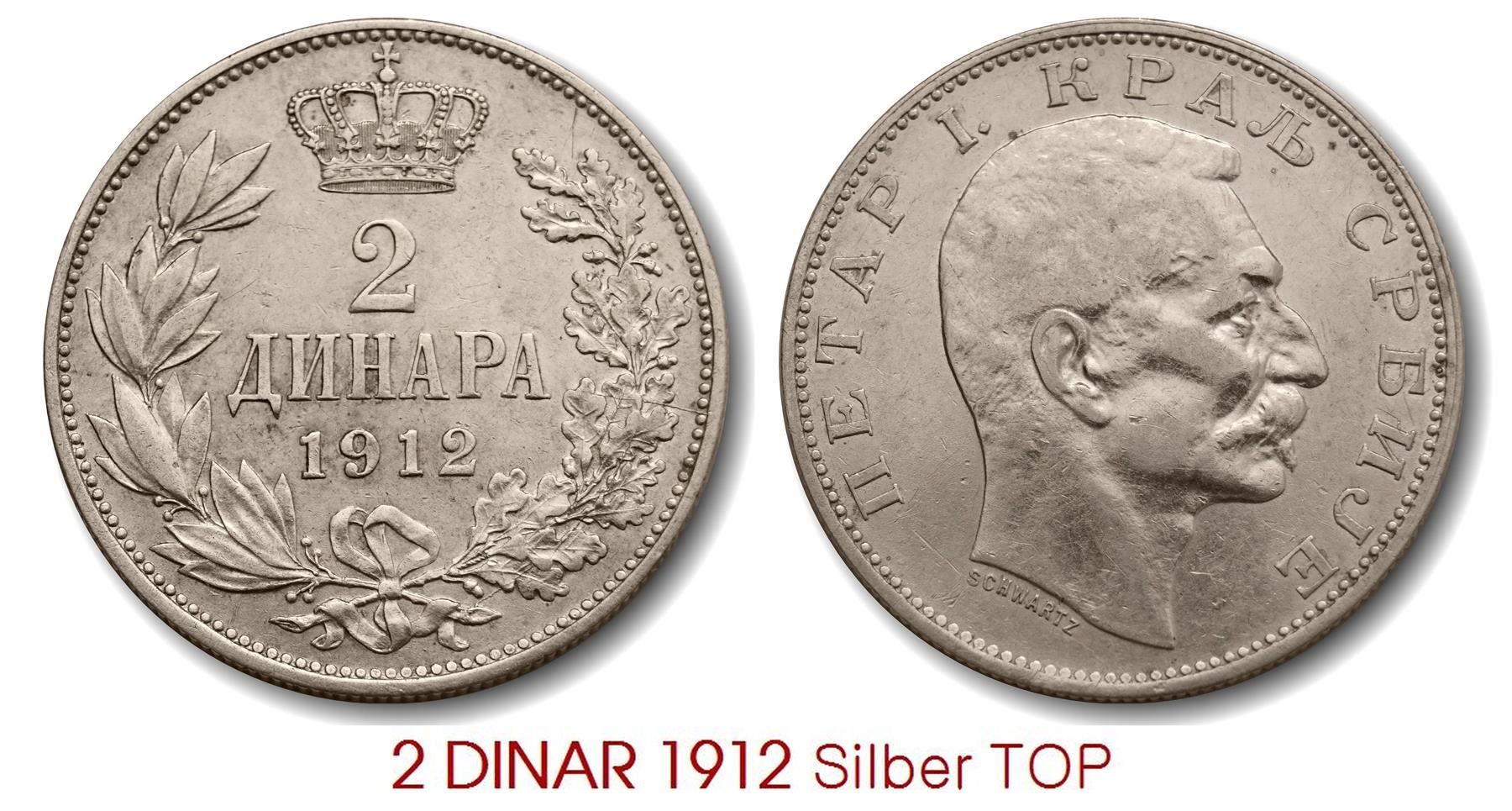 Alle Münzen: 2 Dinar 1912 Lot II – Gebraucht aus Flamatt von samowarow