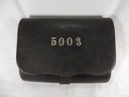 Bus/Zug Tasche Leder schwarz mit Nummer 5003, Trageriemen