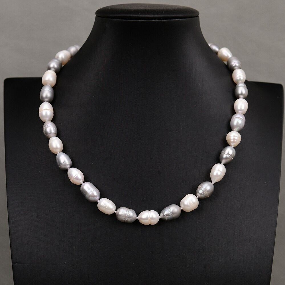 Ketten: Grau Lua Perlen Kette Echt 1cm Collier Perle Vrai Halskette – Neu (gemäss Beschreibung) aus Prilly von ilyria73