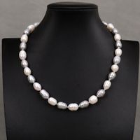 Grau Lua Perlen Kette Echt 1cm Collier Perle Vrai Halskette