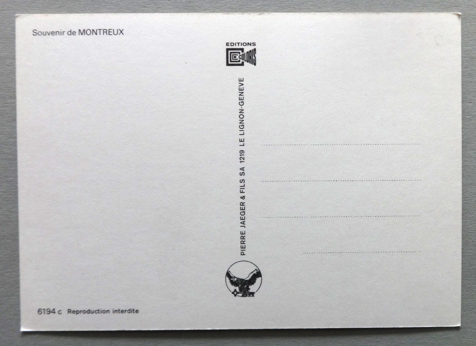 Cartoline postali: Souvenir de Montreux – Usato da Fétigny venduto da Billy2miny 1