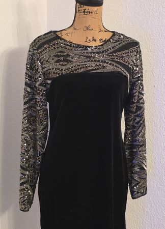 Schwarzes Samt-Kleid, Grösse 42, festlich ✨