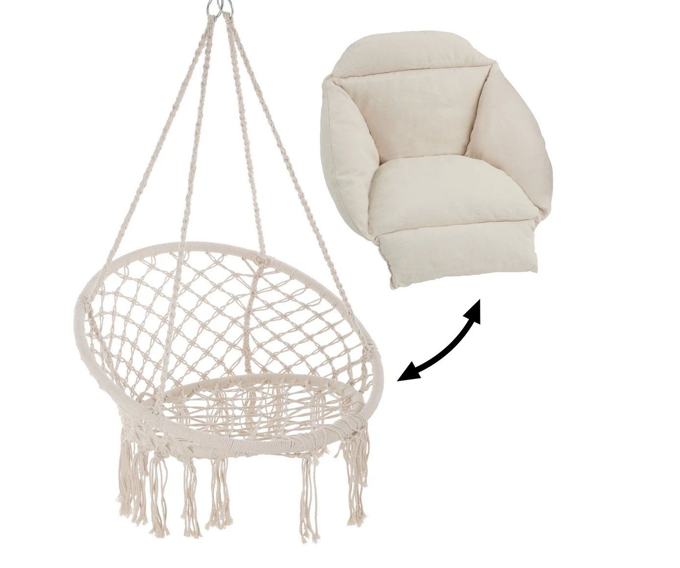 Poltrone pensili da giardino: Hängesessel Samira beige – Nuovo (secondo la descrizione) da Steinhausen venduto da Retourenprofis 1