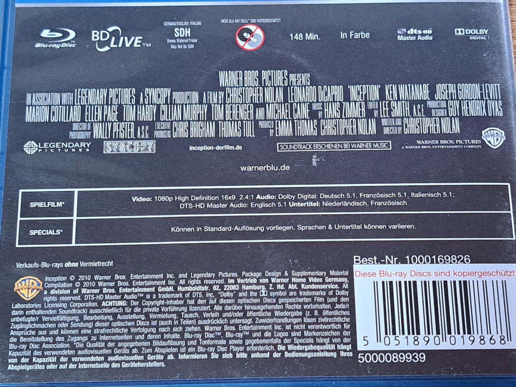 Tutti i DVDs: Blu-ray Inception mit Leonardo DiCaprio – Nuovo (secondo la descrizione) da Unterseen venduto da Kanica 2
