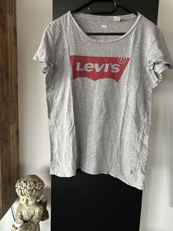 Levi's Damen T-Shirt, Grau mit Logo, Grösse L, Sommer