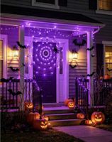 Spinnennetz LED Deko Halloween violett 120 cm