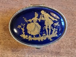 Vintage Pillendose Kobaltblau Gold – Fragonard Rokoko