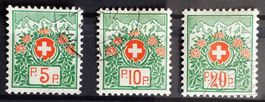 Nr. 11B-13B, Nachportomarken Satz Eckstempel Kt. 750.-
