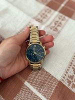 Herrenuhr Gold mit blaues Ziffernblatt Tommy