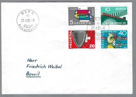1957, Z/328 - 331, FDC ET-0 BERN 27.II