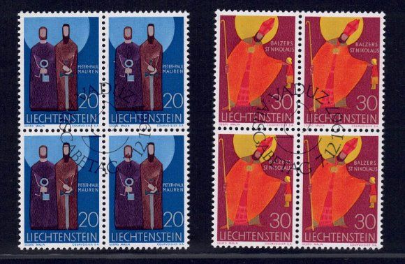 Tutti i francobolli: LIECHTENSTEIN  4er Blocks 1967 – Nuovo (secondo la descrizione) da Pfäffikon ZH venduto da Romulus 2