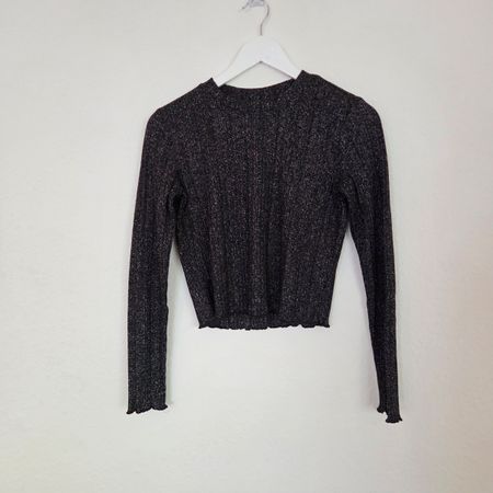 Chicorée Glitzer Oberteil, Schwarz, Grösse S