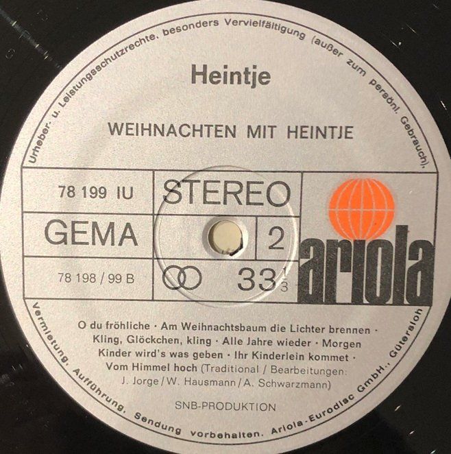 Schallplatten: Weihnachten mit Heintje (LP) – Gebraucht aus Grüningen von azulmarron 3
