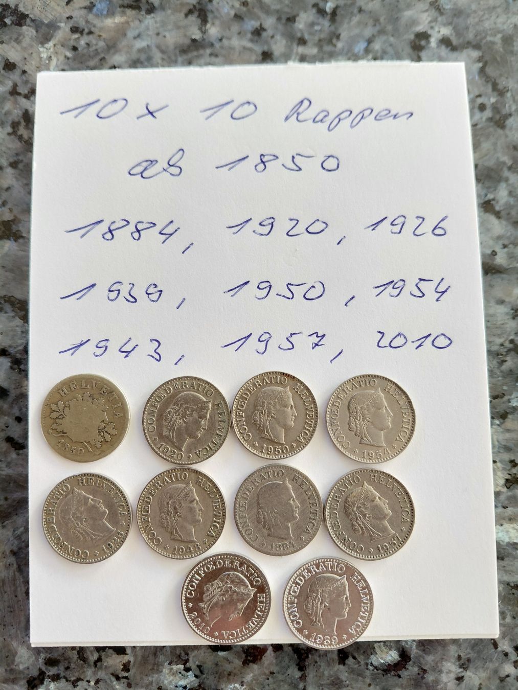 Tutti le monete: 10 x 10 Rappen ab 1850 – Usato da Bonaduz venduto da topolino052