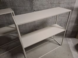 Zwei 80x80 Stahl Regale, hellgrau mit 2 Ablagen