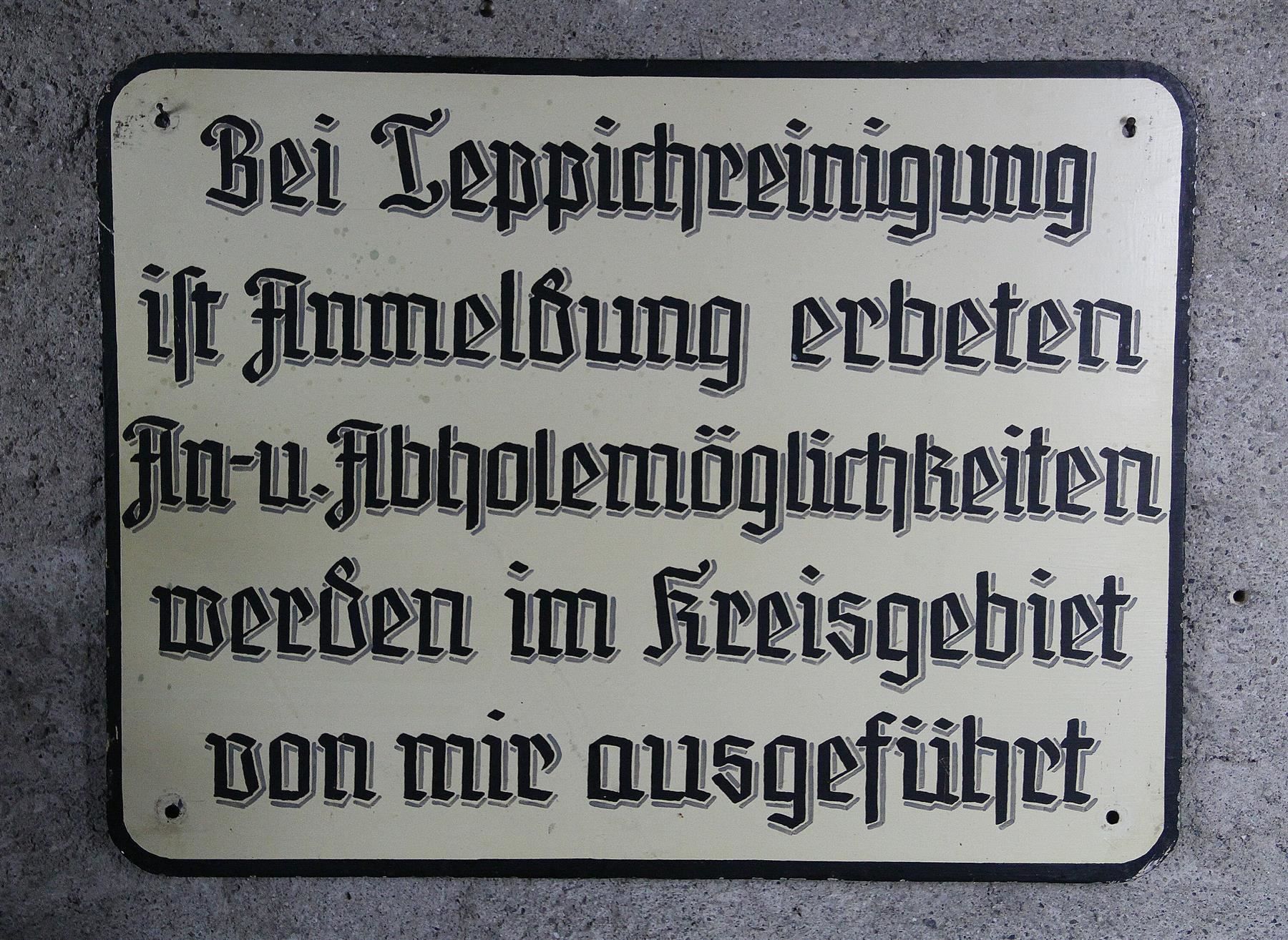 Insegne: Blechschild "Teppichreinigung" – Usato da Birrwil venduto da brandschatz_birrwil 1