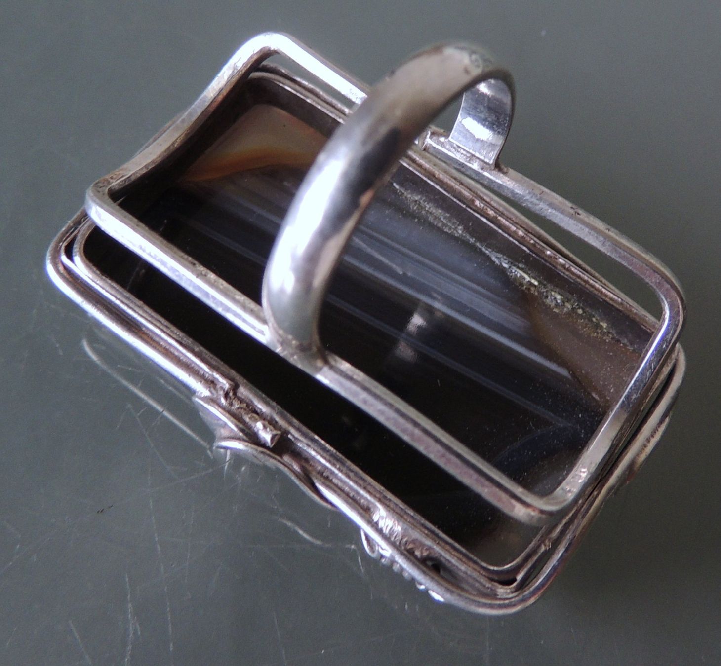 Anelli: Großer Silber 925 Fingerring mit Achat – Usato da Waldenburg venduto da schaller707 7