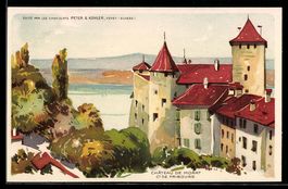 Lithographie Morat, Chateau, Schloss