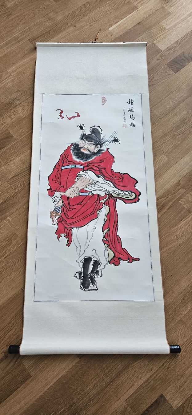 Gemälde: Large Asian Scroll Painting Warrior. 145cm X 56cm – Gebraucht aus Bern von Ciprofloxacina