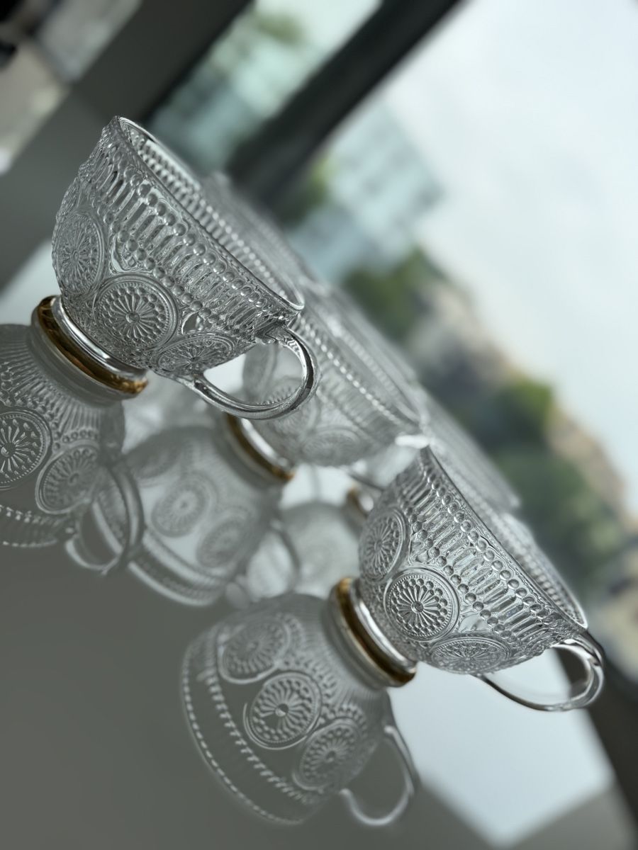 Tazze: Elegant Glass Tea Set - Six Cups - Summer – Nuovo (secondo la descrizione) da Uerkheim venduto da dam_x96b 3