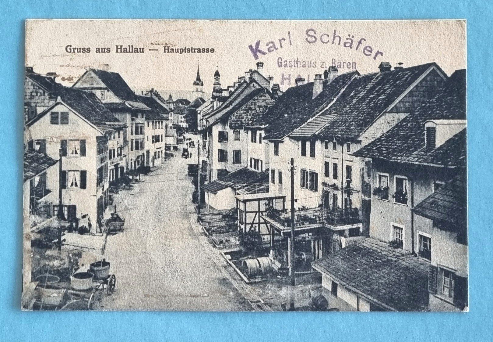 Ansichtskarten: Hallau - Hauptstrasse - 1923 – Gebraucht aus Rothrist von RROENK