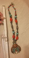 Collier ethnique pierres turquoise et corail
